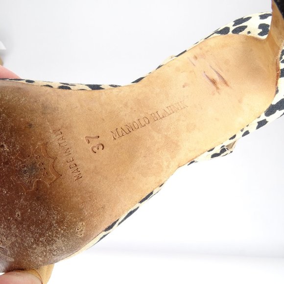 Manolo Blahnik Carolyne Slingback Pump Leopard 37 - Picture 8 of 10